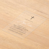 Minimalistisches Skript Schwarz-weiß Einfache Tauf Acryleinladungen (Ablage )