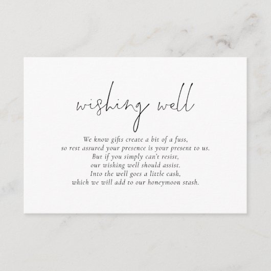 Minimalistisches Skript Schwarz-weiß Hochzeit wüns Begleitkarte (Vorderseite)