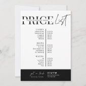 Minimalistisches Skript Schwarz-weiß Salon Preisli (Vorderseite)