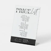 Minimalistisches Skript Schwarz-weiß Salon Preisli Sockelschild (Vorderseite)