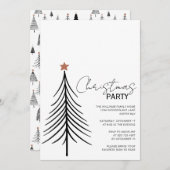 Minimalistisches Skript Schwarz-weißes WeihnachtsP Einladung (Vorne/Hinten)