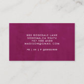 Minimalistisches Skript Smoky Deep Raspberry Einfa Visitenkarte (Rückseite)