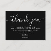 Minimalistisches Skript Vielen Dank Black Visitenkarte (Vorderseite)