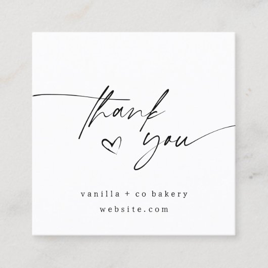 Minimalistisches Skript Vielen Dank Herzkauf Coupo Quadratische Visitenkarte (Vorderseite)