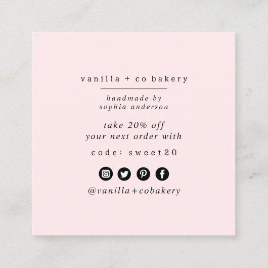 Minimalistisches Skript Vielen Dank Herzkauf Coupo Quadratische Visitenkarte (Rückseite)