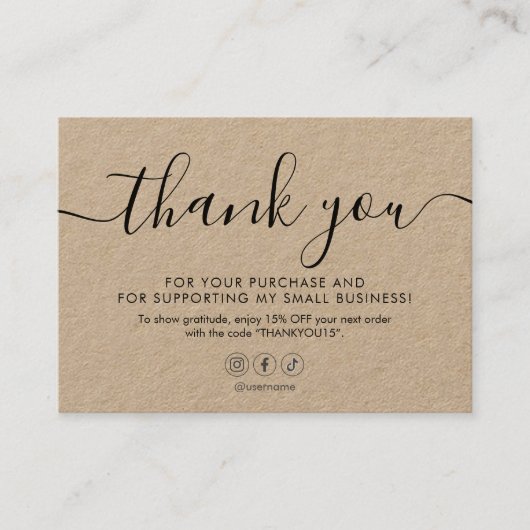 Minimalistisches Skript Vielen Dank Kraft Business Visitenkarte (Vorderseite)