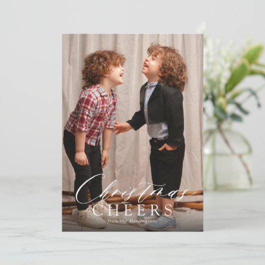 Minimalistisches Skript Weihnachten Chef 1 Foto (Stehend Vorderseite)