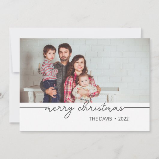 Minimalistisches Skript Weihnachtskarten Ankündigung (Vorderseite)