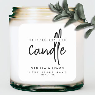 Minimalistisches Skript weißes Produktetikett Aufk Quadratischer Aufkleber