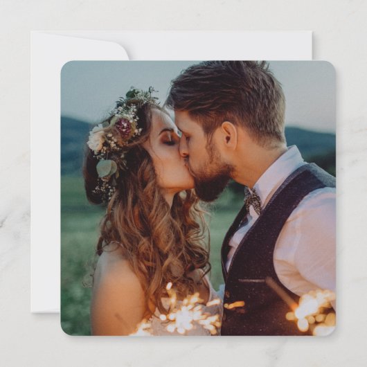 Minimalistisches Skript Wir haben Hochzeitsankündi Save The Date (Rückseite)