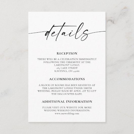 Minimalistisches Skriptaufklärungskarte Begleitkarte (Vorderseite)