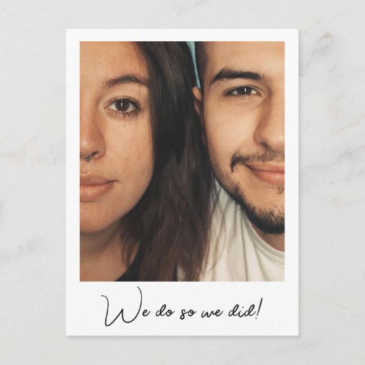 Minimalistisches Skriptbenutzerdefiniertes Foto Ankündigungspostkarte (Vorderseite)