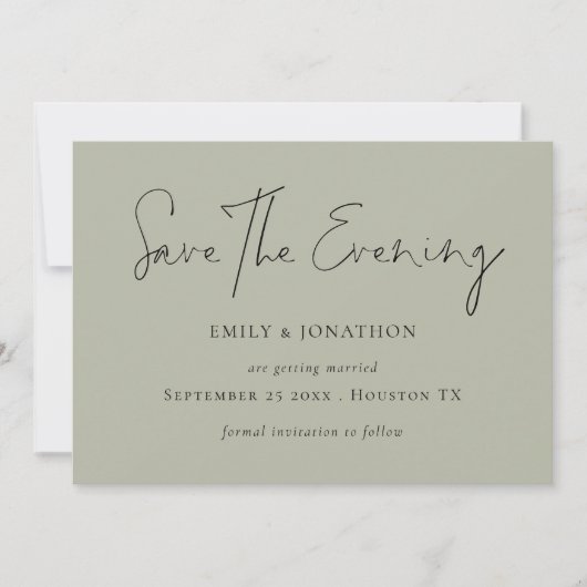 Minimalistisches Skriptblass Rettete den Abend Einladung (Vorderseite)