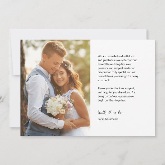 Minimalistisches Skriptbudget Hochzeiten Fotos Einladung (Rückseite)