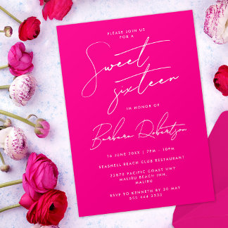 Minimalistisches Skriptchteppich in Hot Pink 16 .  Einladung