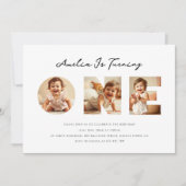 Minimalistisches Skriptfoto Collage Erster Geburts Einladung (Vorderseite)