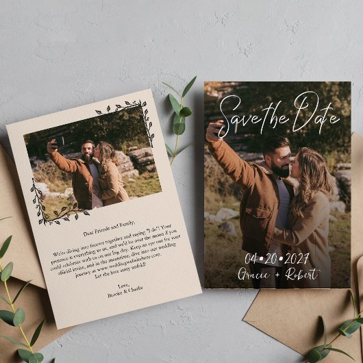 Minimalistisches Skriptfoto Save The Date