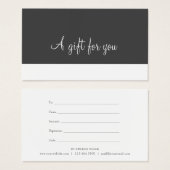 Minimalistisches Skriptgeschenkzertifikat (Vorne & Hinten)