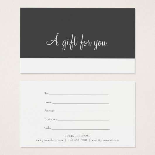 Minimalistisches Skriptgeschenkzertifikat (Vorne & Hinten)