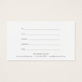 Minimalistisches Skriptgeschenkzertifikat (Rückseite)