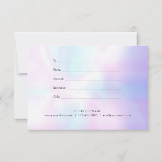 Minimalistisches Skriptgeschenkzertifikat (Rückseite)