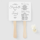 Minimalistisches Skripthochzeitsprogramm für Schwa Fächer (Vorne und Hinten)