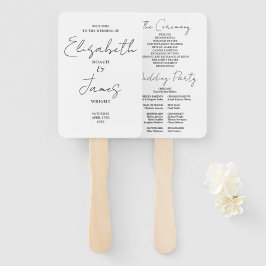 Minimalistisches Skripthochzeitsprogramm für Schwa Fächer