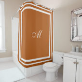 Minimalistisches Skriptmonogramm | Burnt Orange Ki Duschvorhang (Beispiel)