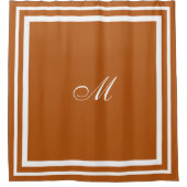 Minimalistisches Skriptmonogramm | Burnt Orange Ki Duschvorhang (Vorderseite)