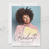 Minimalistisches SkriptOverlay Zwei-Foto-Abschluss Ankündigung (Vorderseite)