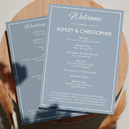 Minimalistisches Skriptschiefer-Grau-Hochzeit Programm