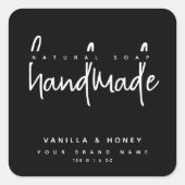 Minimalistisches Skriptschwarz handgefertigte Seif Quadratischer Aufkleber (Vorderseite)