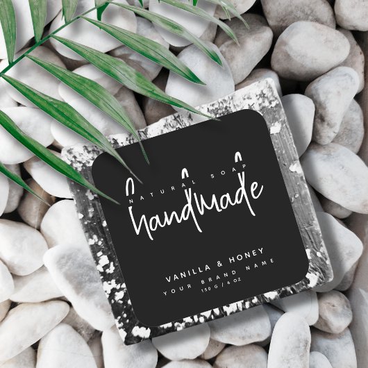 Minimalistisches Skriptschwarz handgefertigte Seif Quadratischer Aufkleber