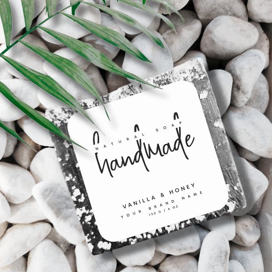 Minimalistisches Skriptschwarz handgefertigte Seif Quadratischer Aufkleber