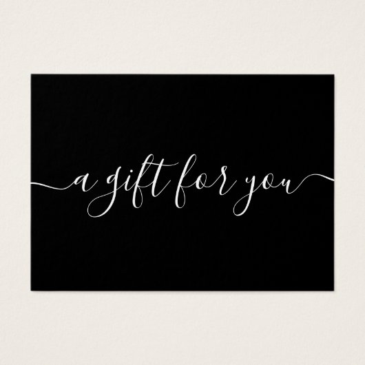 Minimalistisches Skriptschwarzes Geschenkzertifika (Vorderseite)