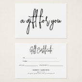 Minimalistisches Skriptweißes Geschenkzertifikat (Vorne & Hinten)