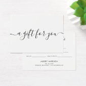 Minimalistisches Skriptweißes Geschenkzertifikat (Schreibtisch)
