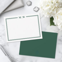 Minimalistisches Smaragdgrün Doppelrand-Monogramm