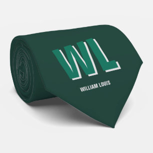 Minimalistisches Smaragdgrün Personalised Monogram Krawatte