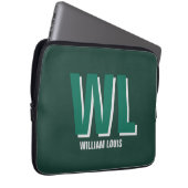 Minimalistisches Smaragdgrün Personalised Monogram Laptopschutzhülle (Vorne Rechts)