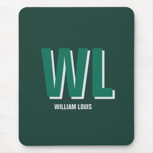 Minimalistisches Smaragdgrün Personalisiertes Mono Mousepad (Vorne)