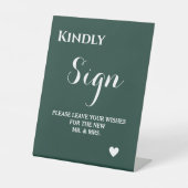 Minimalistisches smaragdgrünes Gästebuch Sockelschild (Vorderseite)