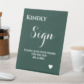 Minimalistisches smaragdgrünes Gästebuch Sockelschild (In SItu)