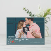 Minimalistisches Smarald Green Foto Weihnachten (Stehend Vorderseite)