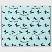 Minimalistisches Snowboarder-Muster auf Eisblau fü Geschenkpapier (Flach)