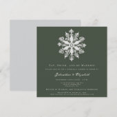 Minimalistisches Snowflake Probe Dinner | Green Einladung (Vorne/Hinten)