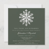 Minimalistisches Snowflake Probe Dinner | Green Einladung (Vorderseite)