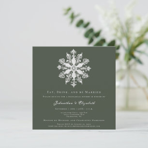 Minimalistisches Snowflake Probe Dinner   Green Einladung