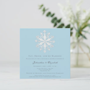 Minimalistisches Snowflake Probe Dinner   Ice Blue Einladung