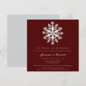 Minimalistisches Snowflake Probe Dinner | Rot Einladung (Vorne/Hinten)